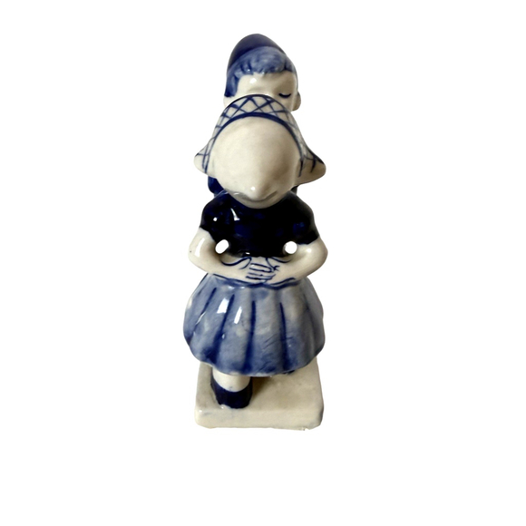Vintage Delft Blue Holland Porcelain Dutch Kissing Boy & Girl Handpainted - Picture 4 of 7